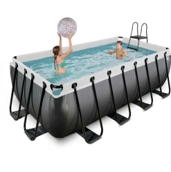 Piscine hors sol grise 400 x 200 x 122 cm avec pompe filtrante EXIT