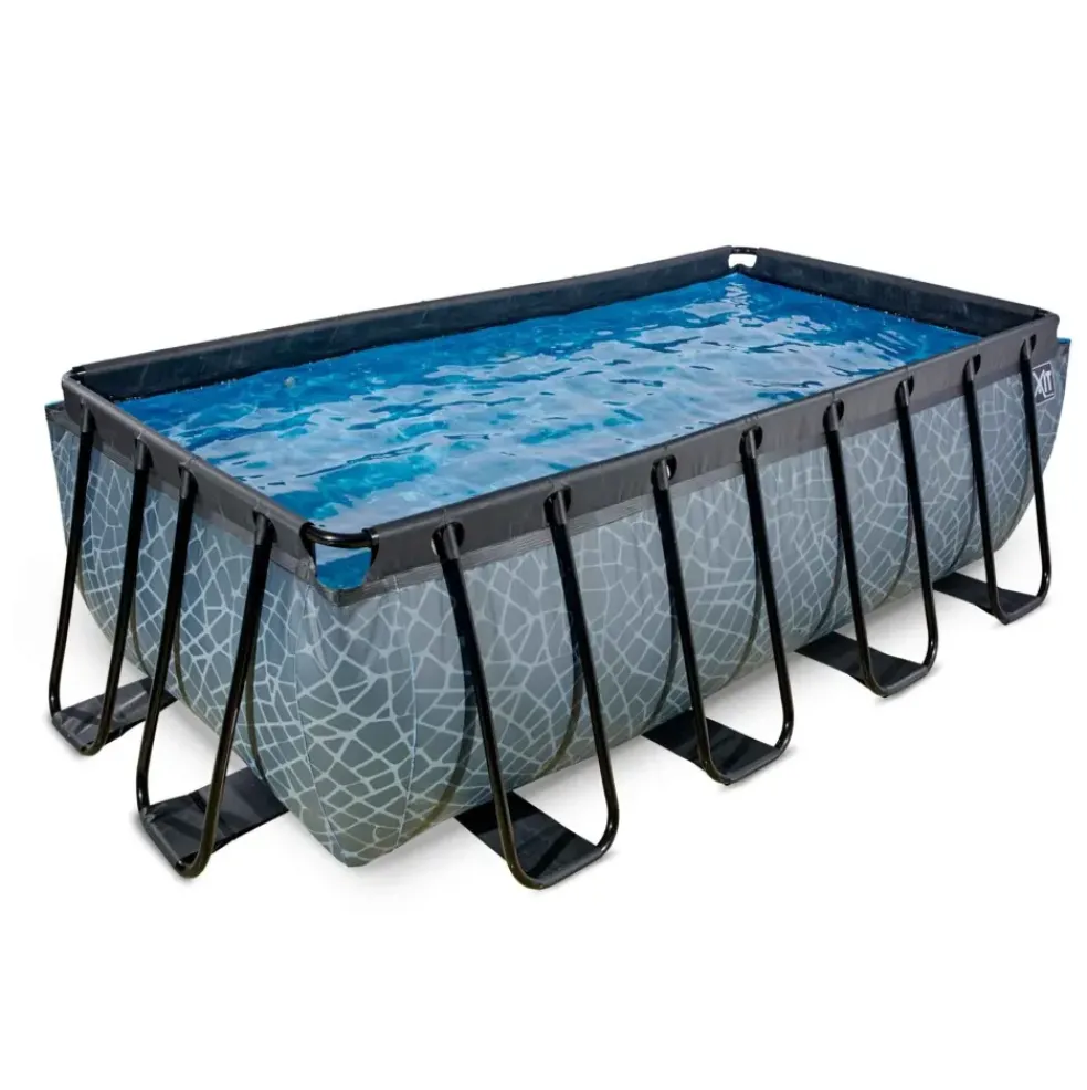 Piscine hors sol grise 400 x 200 x 122 cm avec pompe filtrante EXIT