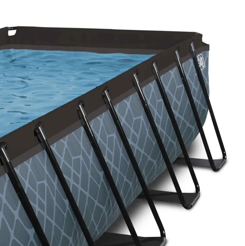 Piscine hors sol grise 400 x 200 x 122 cm avec pompe filtrante EXIT