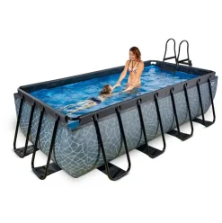 Piscine hors sol grise 400x200x100 cm avec pompe filtrante dable EXIT