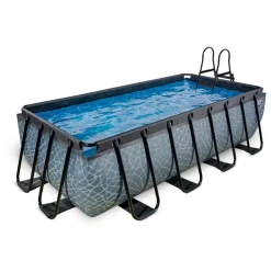 Piscine hors sol grise 400x200x100 cm avec pompe filtrante dable EXIT