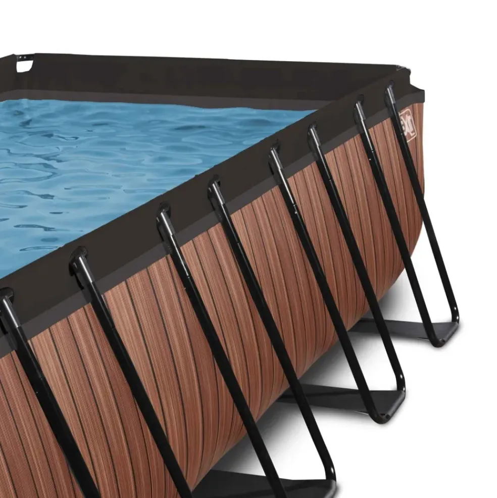 Piscine hors sol grise 400x200x100 cm avec pompe filtrante dable EXIT
