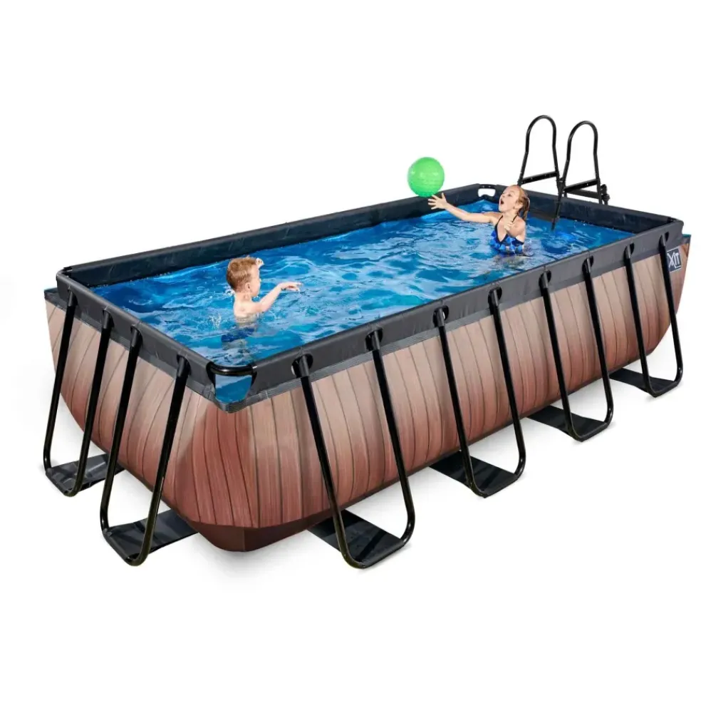 Piscine hors sol grise 400x200x100 cm avec pompe filtrante dable EXIT
