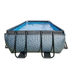 Piscine hors sol grise 400x200x100 cm avec pompe filtrante dable EXIT