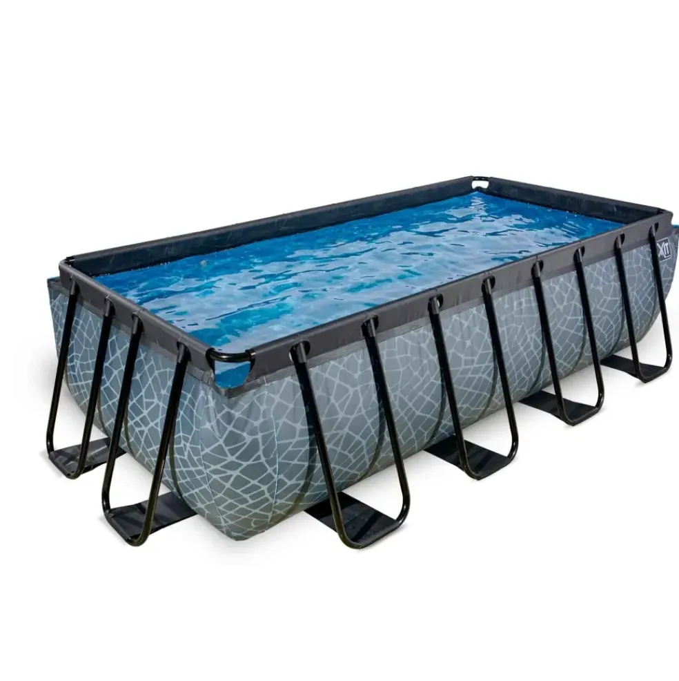 Piscine hors sol grise 400x200x100 cm avec pompe filtrante dable EXIT