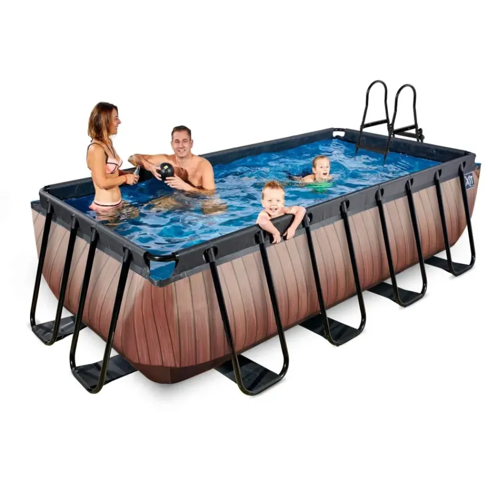 Piscine hors sol grise 400x200x100 cm avec pompe filtrante dable EXIT