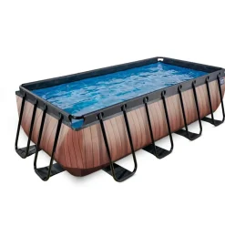 Piscine hors sol grise 400x200x100 cm avec pompe filtrante dable EXIT