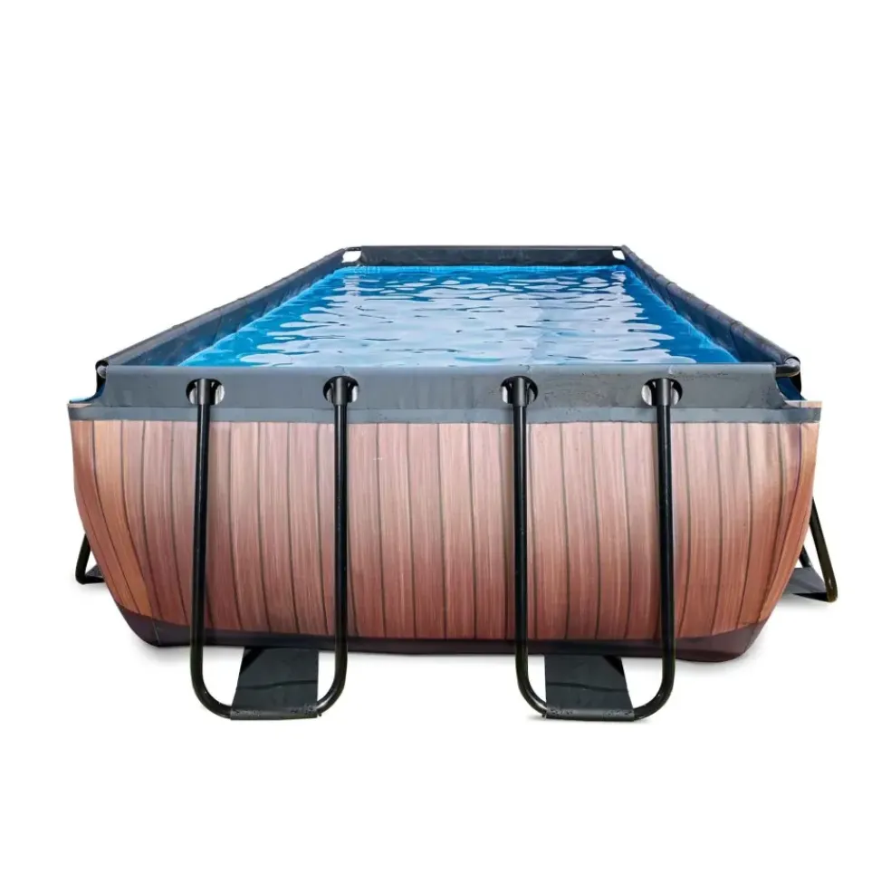 Piscine hors sol grise 400x200x100 cm avec pompe filtrante dable EXIT