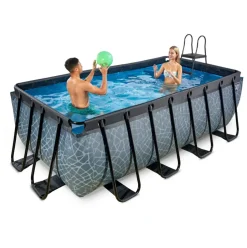 Piscine hors sol grise 400x200x122cm avec pompe filtrante sable EXIT