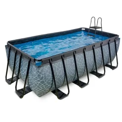Piscine hors sol grise 400x200x122cm avec pompe filtrante sable EXIT