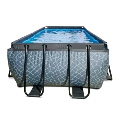 Piscine hors sol grise 400x200x122cm avec pompe filtrante sable EXIT