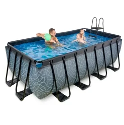Piscine hors sol grise 400x200x122cm avec pompe filtrante sable EXIT