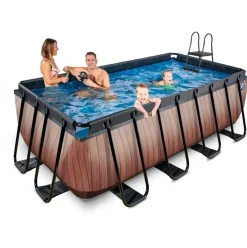 Piscine hors sol grise 400x200x122cm avec pompe filtrante sable EXIT