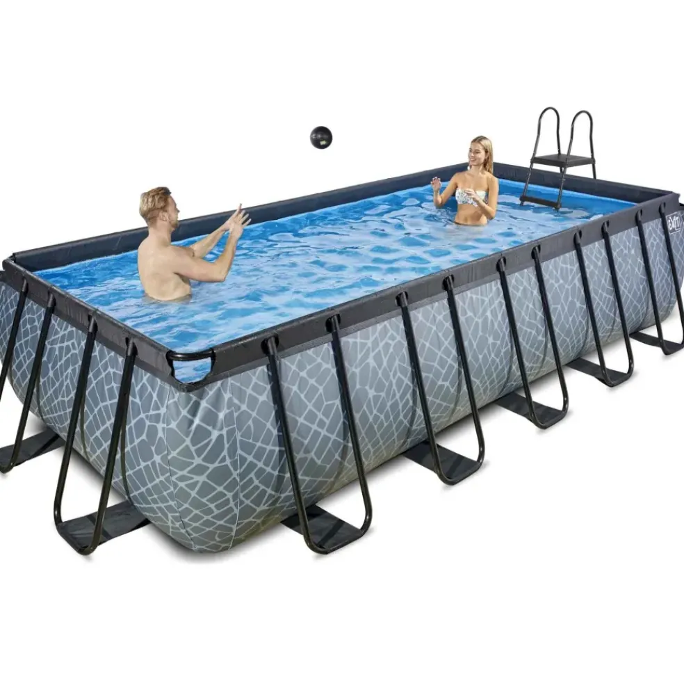 Piscine hors sol grise 540 x 250 x 122 cm avec pompe filtrante EXIT