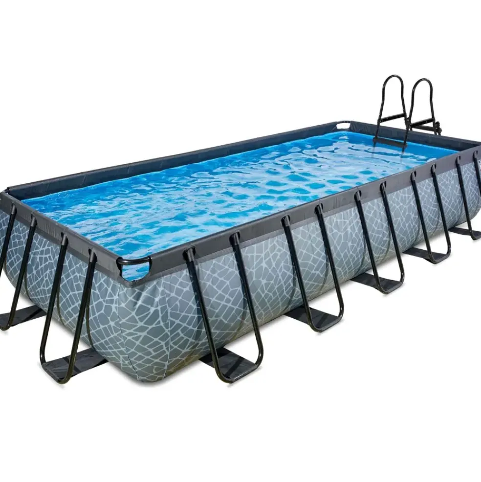 Piscine hors sol grise 540 x 250 x 100 cm avec pompe filtrante EXIT