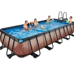 Piscine hors sol grise 540 x 250 x 100 cm avec pompe filtrante EXIT
