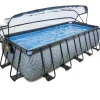 Piscine hors sol grise 540x250x122 cm + dôme et pompe à chaleur EXIT