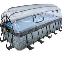 Piscine hors sol grise 540x250x122 cm + dôme et pompe à chaleur EXIT