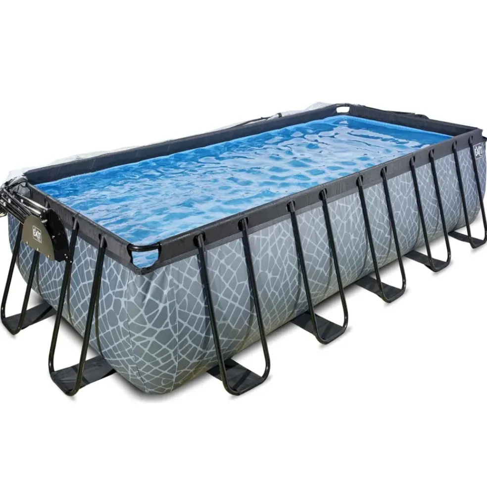 Piscine hors sol grise 540x250x122 cm + dôme et pompe à chaleur EXIT