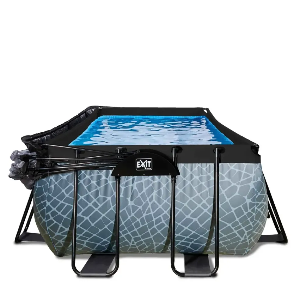 Piscine hors sol grise 540x250x122 cm + dôme et pompe à chaleur EXIT