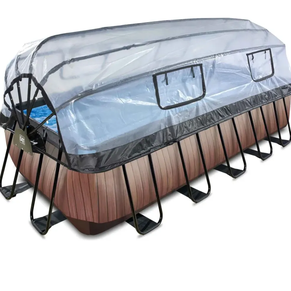 Piscine hors sol grise 540x250x122 cm + dôme et pompe à chaleur EXIT