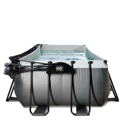 Piscine hors sol grise 400x200x122cm + dôme, pompe à chaleur EXIT