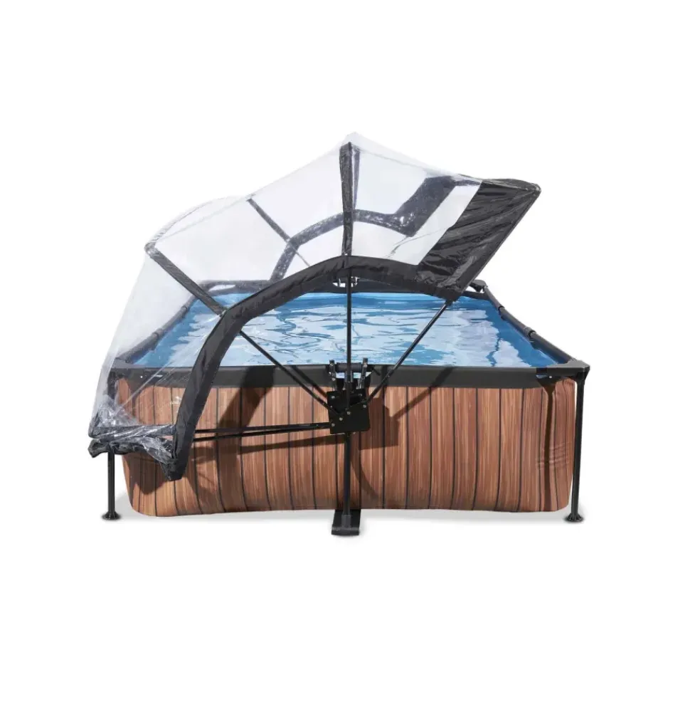 Piscine hors sol grise 300x200x65 cm + dôme et pompe filtrante EXIT