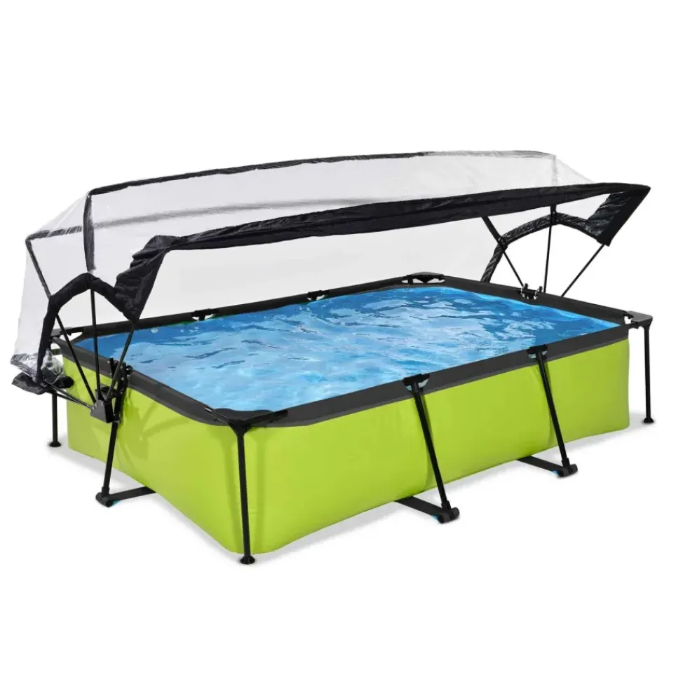 Piscine hors sol grise 300x200x65 cm + dôme et pompe filtrante EXIT