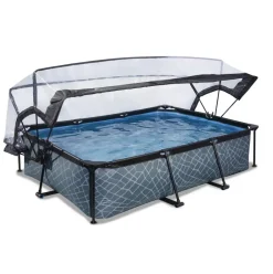 Piscine hors sol grise 300x200x65 cm + dôme et pompe filtrante EXIT