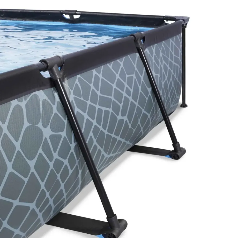 Piscine hors sol grise 300x200x65 cm + dôme et pompe filtrante EXIT