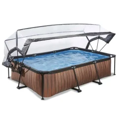 Piscine hors sol grise 300x200x65 cm + dôme et pompe filtrante EXIT