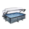 Piscine hors sol grise 220x150x65cm + dôme et pompe filtrante EXIT