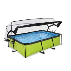 Piscine hors sol grise 220x150x65cm + dôme et pompe filtrante EXIT