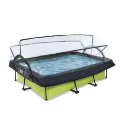 Piscine hors sol grise 220x150x65cm + dôme et pompe filtrante EXIT