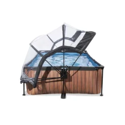 Piscine hors sol grise 220x150x65cm + dôme et pompe filtrante EXIT