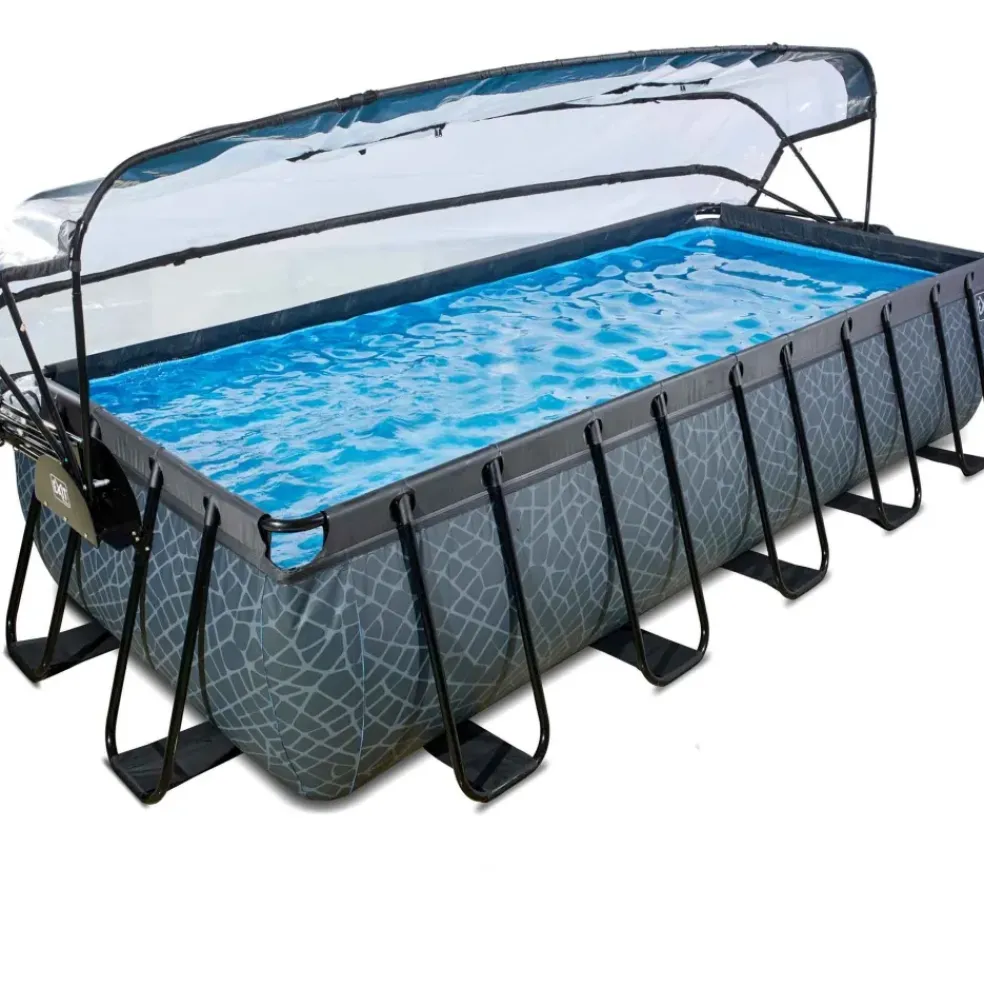 Piscine hors sol grise 540x250x100 cm + dôme et pompe à chaleur EXIT