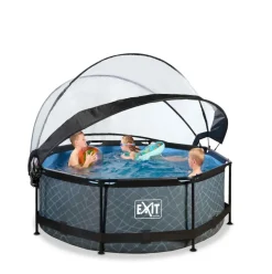 Piscine hors sol ronde grise 244x76cm + dôme et pompe filtrante EXIT