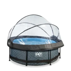 Piscine hors sol ronde grise 244x76cm + dôme et pompe filtrante EXIT