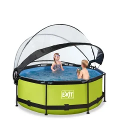 Piscine hors sol ronde grise 244x76cm + dôme et pompe filtrante EXIT