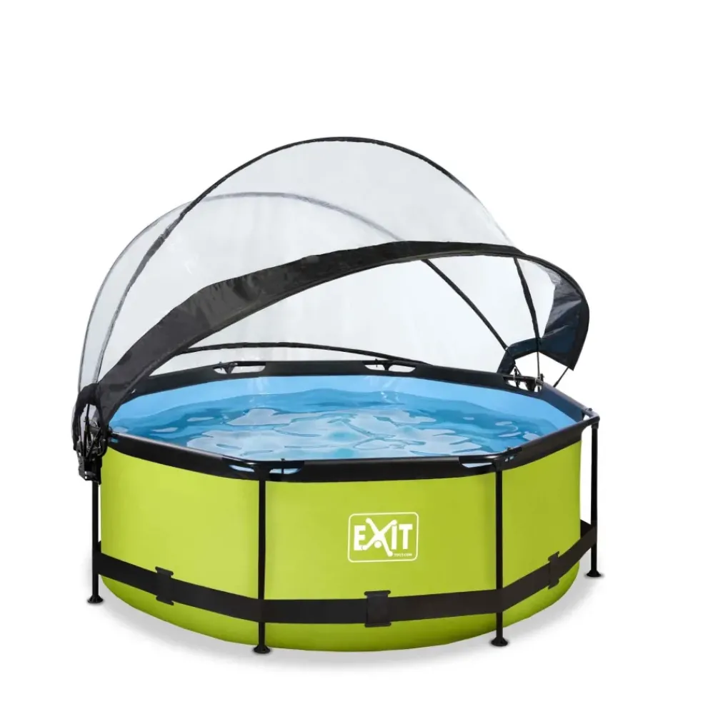 Piscine hors sol ronde grise 244x76cm + dôme et pompe filtrante EXIT