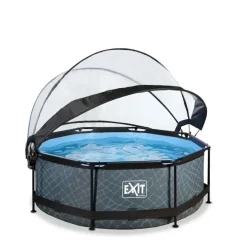 Piscine hors sol ronde grise 244x76cm + dôme et pompe filtrante EXIT