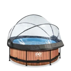 Piscine hors sol ronde grise 244x76cm + dôme et pompe filtrante EXIT