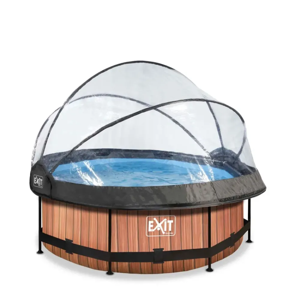 Piscine hors sol ronde grise 244x76cm + dôme et pompe filtrante EXIT