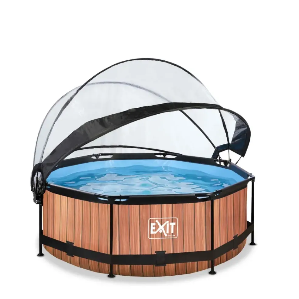 Piscine hors sol ronde grise 244x76cm + dôme et pompe filtrante EXIT
