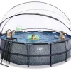 Piscine hors sol ronde grise 450x122cm + dôme et pompe à chaleur EXIT
