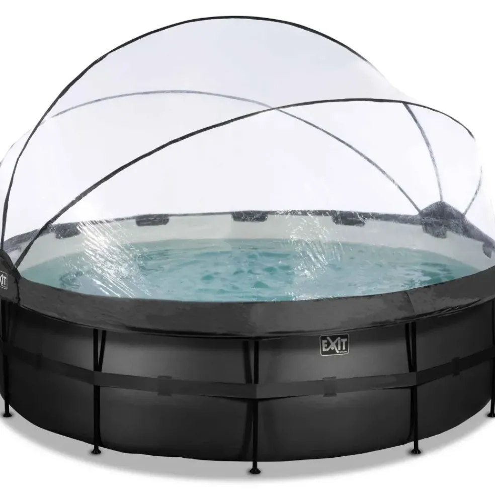 Piscine hors sol ronde grise 450x122cm + dôme et pompe à chaleur EXIT