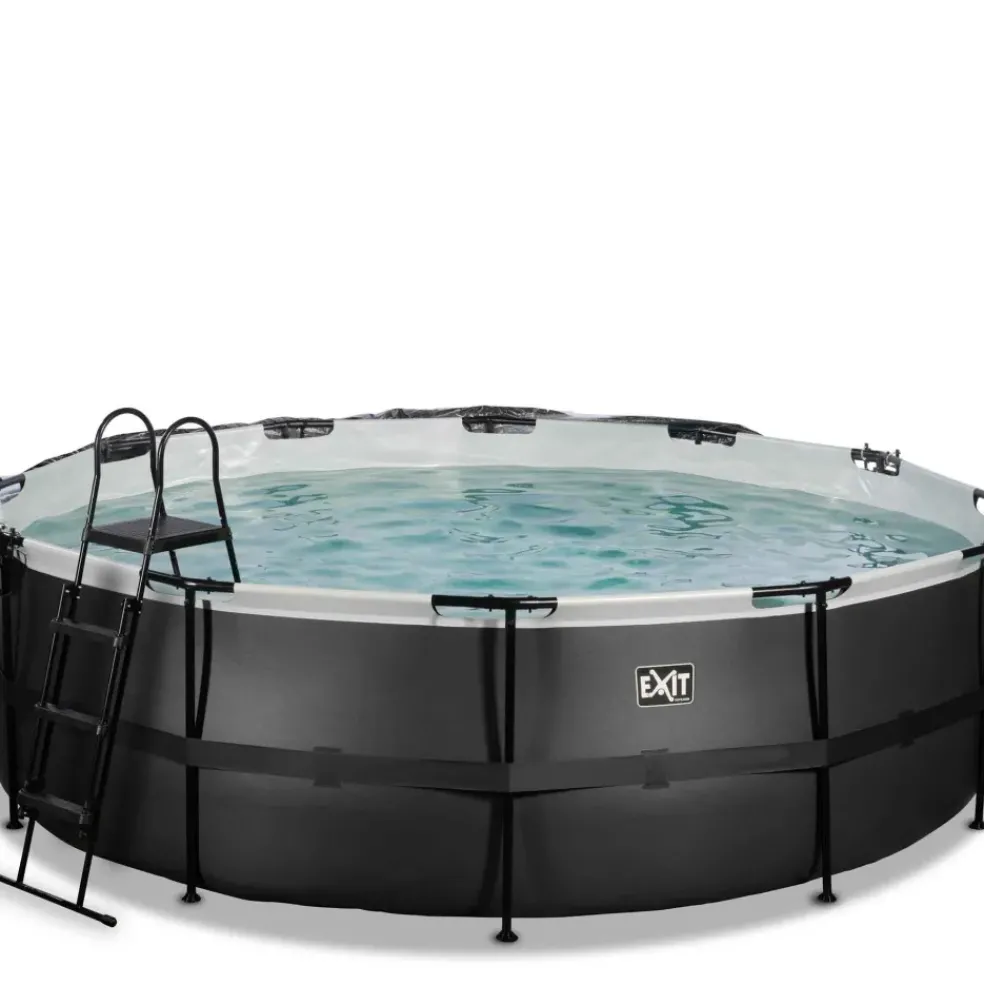 Piscine hors sol ronde grise 450x122cm + dôme et pompe à chaleur EXIT
