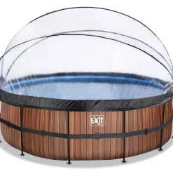 Piscine hors sol ronde grise 450x122cm + dôme et pompe à chaleur EXIT