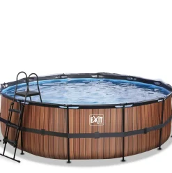 Piscine hors sol ronde grise 450x122cm + dôme et pompe à chaleur EXIT