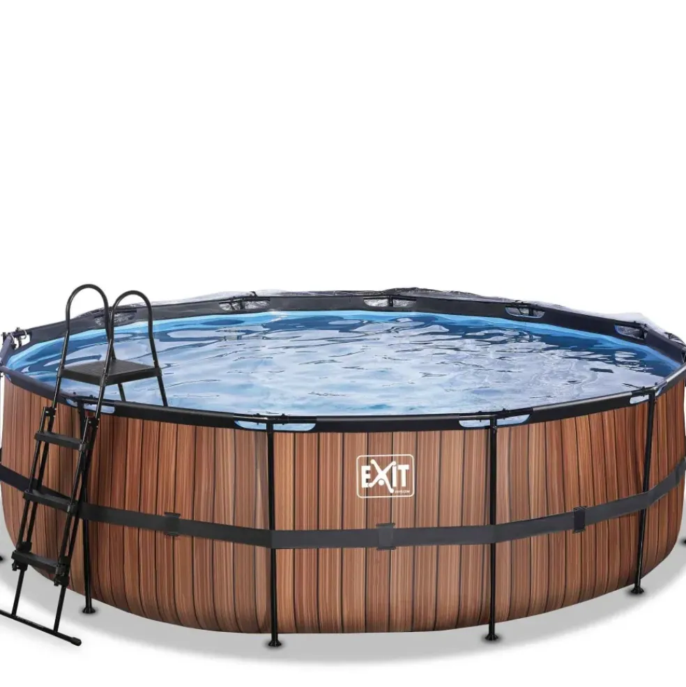 Piscine hors sol ronde grise 450x122cm + dôme et pompe à chaleur EXIT